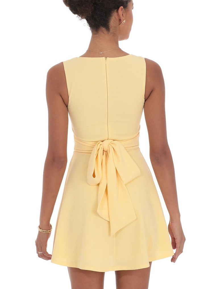 Back Bow A-Line Dress in Yellow 2