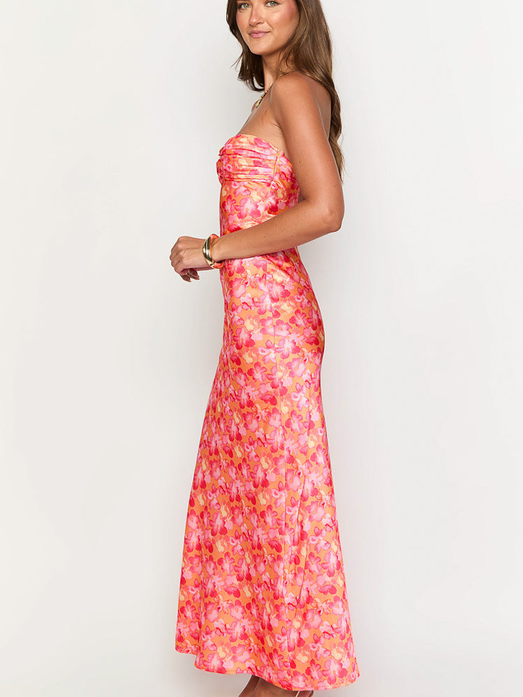 Ashley Pink And Orange Floral Formal Maxi Dress 4