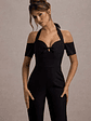 Aurea | Black Halter-Neck Flared-Leg Jumpsuit - thumbnail 3