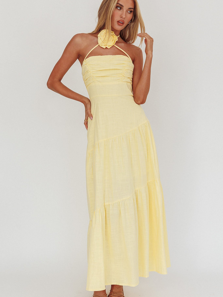 Bondi Rose Decoration Maxi Dress Lemon 1