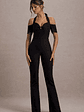 Aurea | Black Halter-Neck Flared-Leg Jumpsuit - thumbnail 4