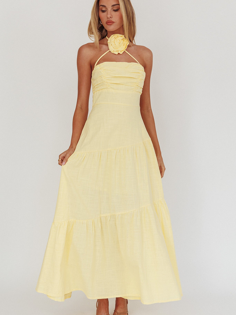 Bondi Rose Decoration Maxi Dress Lemon 3