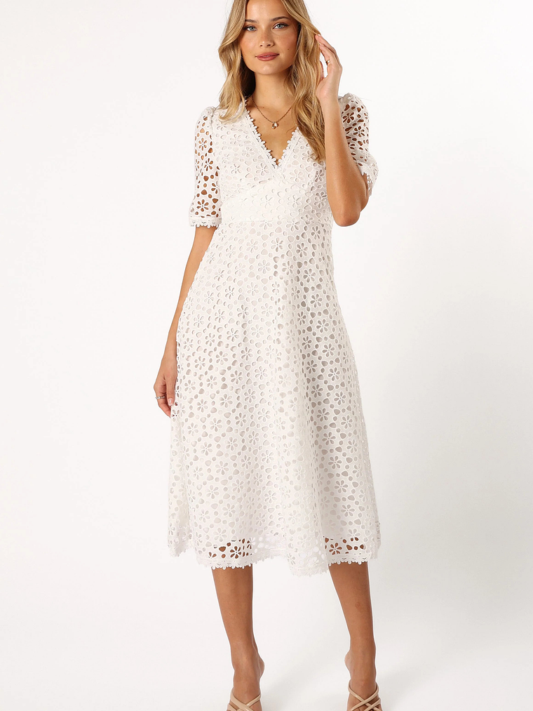 Camellia Midi Dress - White 4