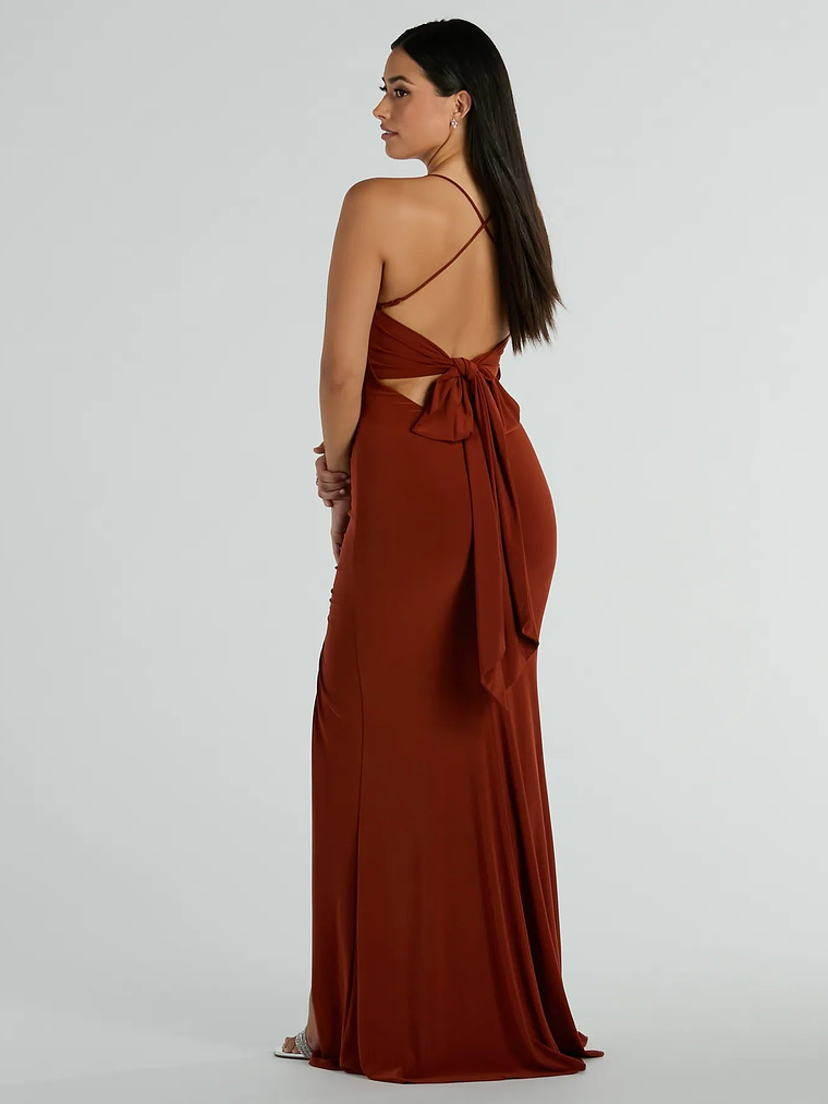 Ashley Sleeveless Bow Mermaid Formal Dress 5