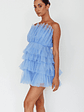 Bon Bon Tiered Mesh Mini Dress Steel Blue - thumbnail 8