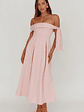 Aurora Sky Off-Shoulder Box Pleat Midi Dress Pink - thumbnail 1