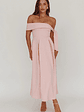 Aurora Sky Off-Shoulder Box Pleat Midi Dress Pink - thumbnail 4