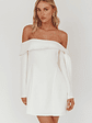 Aurora Sky Off-Shoulder Tie Mini Dress White - thumbnail 1