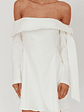 Aurora Sky Off-Shoulder Tie Mini Dress White - thumbnail 3