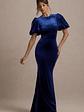 Ashlin | Navy Velvet Puff-Sleeve Maxi Dress - thumbnail 1