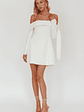 Aurora Sky Off-Shoulder Tie Mini Dress White - thumbnail 4