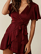 Cami Angel Sleeve Faux Wrap Dress Wine - thumbnail 4