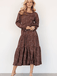 Ashlyn Long Sleeve Dress | Brown Print - thumbnail 1