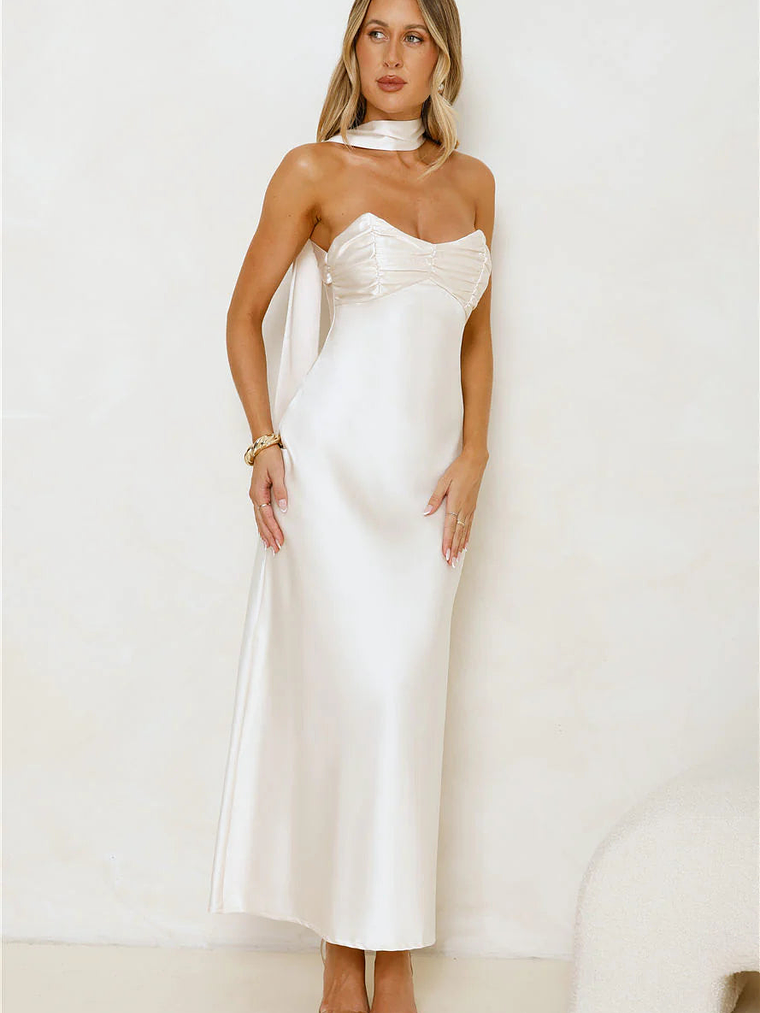 Be Noticed Strapless Satin Maxi Dress 13