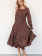 Ashlyn Long Sleeve Dress | Brown Print - thumbnail 3