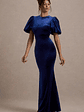 Ashlin | Navy Velvet Puff-Sleeve Maxi Dress - thumbnail 4