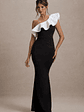 Berkley | Black & White Ruffled One-Shoulder Maxi Dress - thumbnail 1
