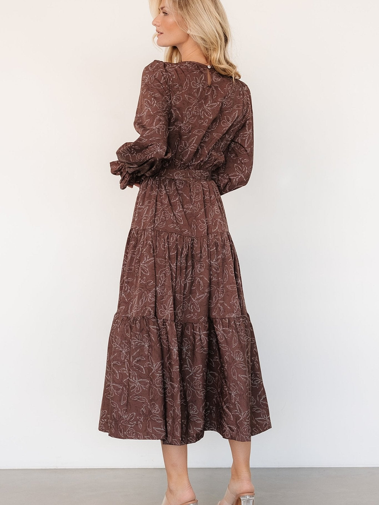 Ashlyn Long Sleeve Dress | Brown Print 4