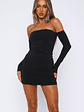 Bad Reputation Long Sleeve Mini Dress Black - thumbnail 2