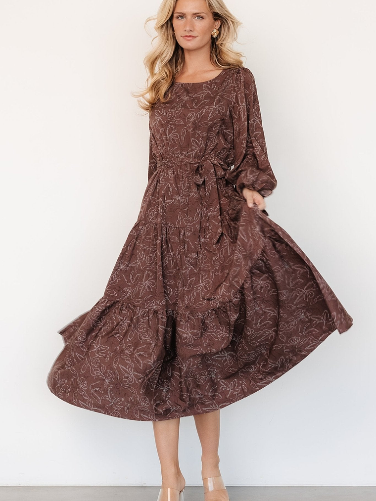 Ashlyn Long Sleeve Dress | Brown Print 5