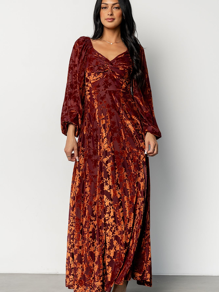 Aurora Velvet Maxi Dress | Clove + Copper Floral 1