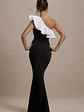 Berkley | Black & White Ruffled One-Shoulder Maxi Dress - thumbnail 2