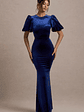 Ashlin | Navy Velvet Puff-Sleeve Maxi Dress - thumbnail 6
