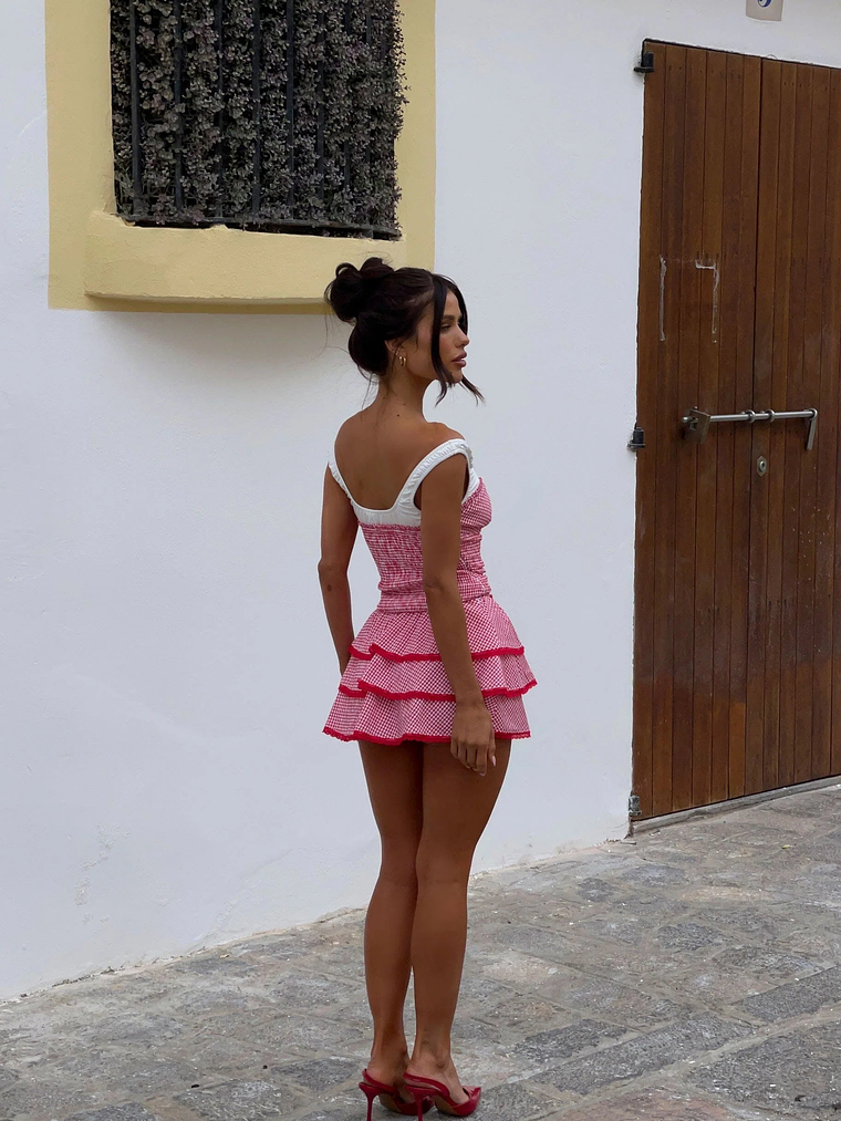 Bonniee Mini Dress Red Gingham 4