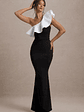 Berkley | Black & White Ruffled One-Shoulder Maxi Dress - thumbnail 5