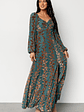 Aurora Velvet Maxi Dress | Jade + Bronze Floral - thumbnail 1