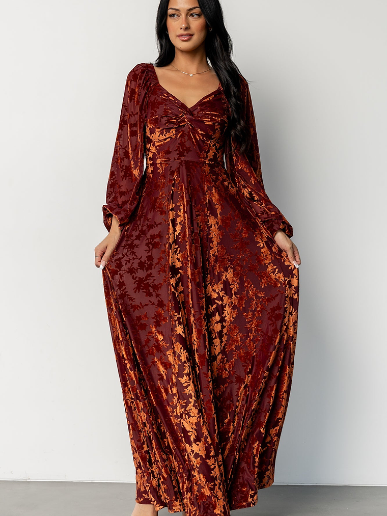 Aurora Velvet Maxi Dress | Clove + Copper Floral 5
