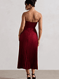 Bordeaux | Berry Satin Corset Style Midi Dress - thumbnail 2