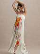 Bergamot | Orange Floral Satin Sweetheart Maxi Dress - thumbnail 7