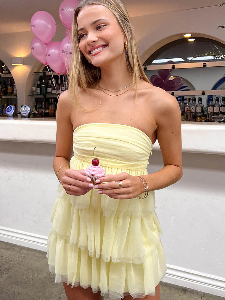 Birthday Girl Yellow Mini Party Dress 8