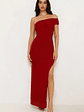 Berry Fresh Mesh One Shoulder Maxi Dress - thumbnail 5