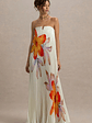 Bergamot | Orange Floral Satin Sweetheart Maxi Dress - thumbnail 8