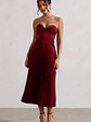 Bordeaux | Berry Satin Corset Style Midi Dress - thumbnail 4