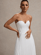 Bordeaux | Cream Satin Corset Style Midi Dress - thumbnail 3