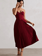 Bordeaux | Berry Satin Corset Style Midi Dress - thumbnail 5