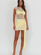 Baie Hip Sash Lace Overlay Mini Dress Lemon - thumbnail 1