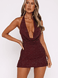 By Candlelight Beaded Mini Dress Burgundy - thumbnail 2