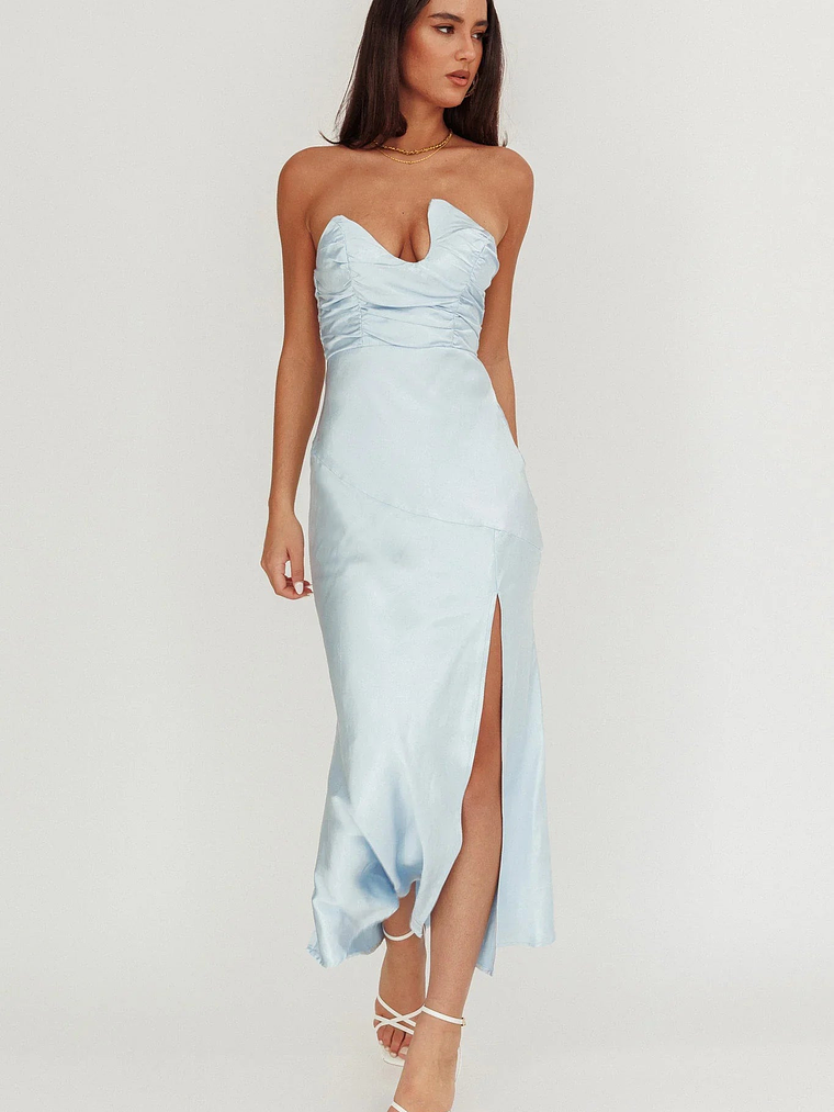 Blaise Asymmetric Neckline Maxi Dress Blue 3