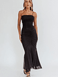 By Chance One Strap Ruched Maxi Dress Black - thumbnail 1