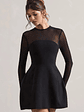 Austen | Black Mesh Long-Sleeve Mini Dress - thumbnail 4