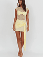 Baie Hip Sash Lace Overlay Mini Dress Lemon - thumbnail 4