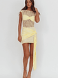 Baie Hip Sash Lace Overlay Mini Dress Lemon - thumbnail 5