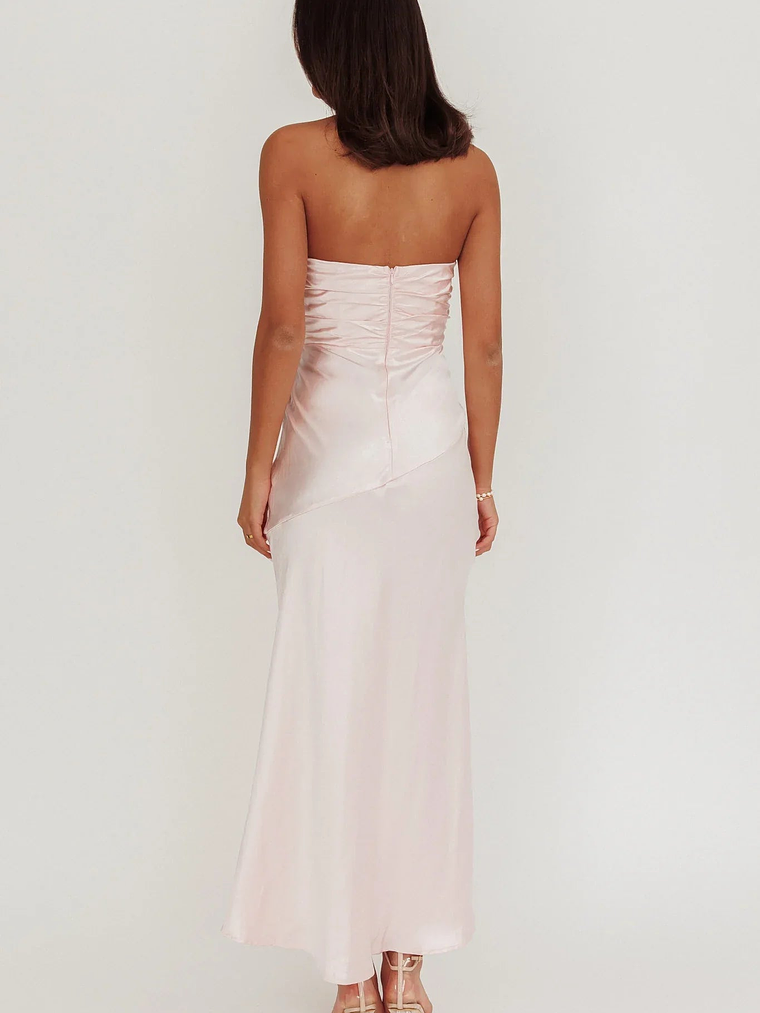 Blaise Asymmetric Neckline Maxi Dress Pink 2