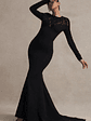 Campbell | Black Long-Sleeve Maxi Dress With Lace Detail - thumbnail 1