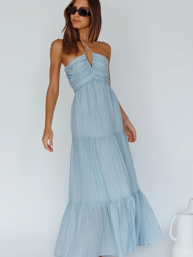 Asiah Halterneck Maxi Dress Ice Blue 1