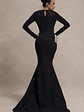 Campbell | Black Long-Sleeve Maxi Dress With Lace Detail - thumbnail 2